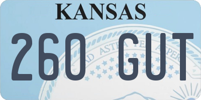 KS license plate 260GUT