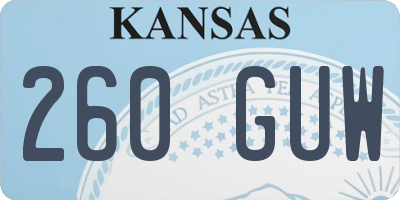 KS license plate 260GUW