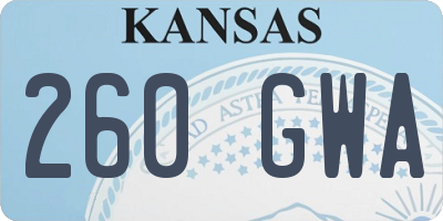 KS license plate 260GWA