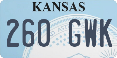 KS license plate 260GWK