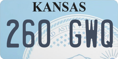KS license plate 260GWQ