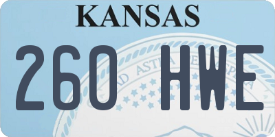 KS license plate 260HWE