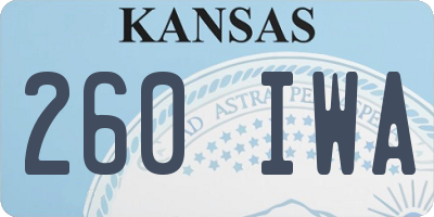 KS license plate 260IWA