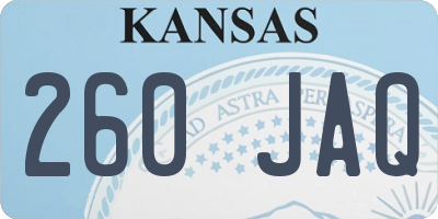 KS license plate 260JAQ