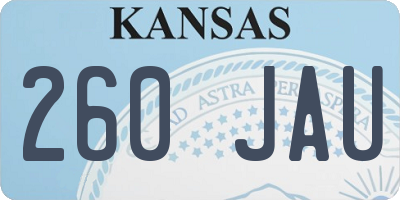 KS license plate 260JAU