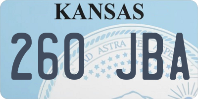 KS license plate 260JBA