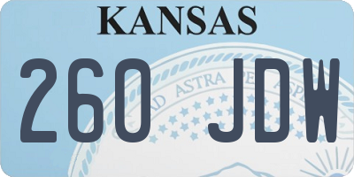 KS license plate 260JDW