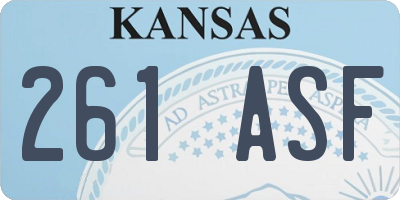 KS license plate 261ASF