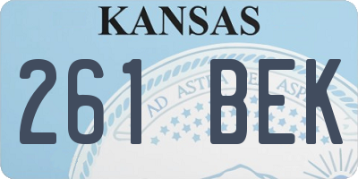 KS license plate 261BEK