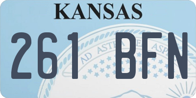 KS license plate 261BFN