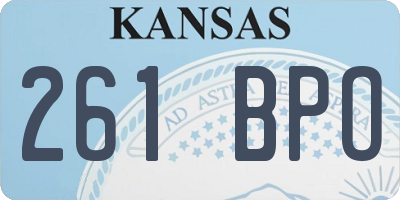 KS license plate 261BPO