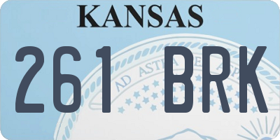 KS license plate 261BRK