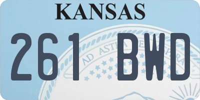 KS license plate 261BWD