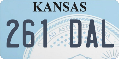 KS license plate 261DAL