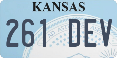 KS license plate 261DEV