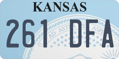 KS license plate 261DFA