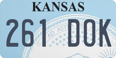 KS license plate 261DOK