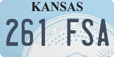 KS license plate 261FSA