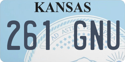 KS license plate 261GNU