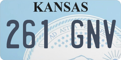 KS license plate 261GNV