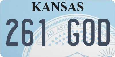 KS license plate 261GOD