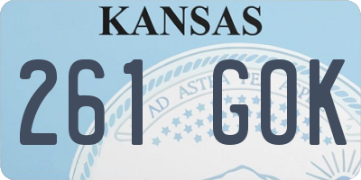 KS license plate 261GOK