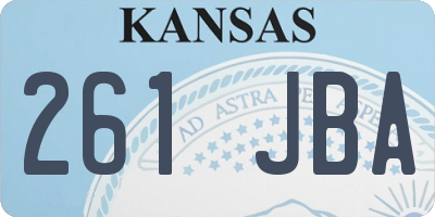 KS license plate 261JBA