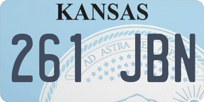 KS license plate 261JBN