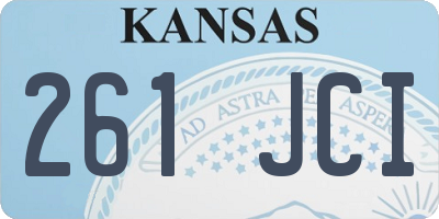 KS license plate 261JCI