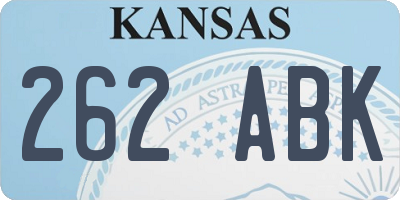 KS license plate 262ABK