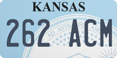 KS license plate 262ACM