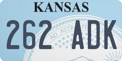 KS license plate 262ADK