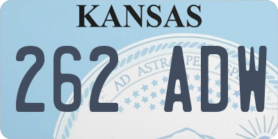 KS license plate 262ADW