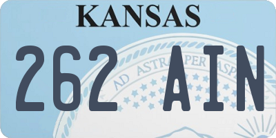 KS license plate 262AIN