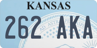 KS license plate 262AKA