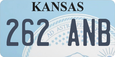 KS license plate 262ANB