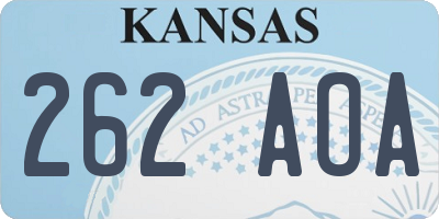 KS license plate 262AOA