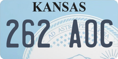 KS license plate 262AOC