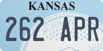 KS license plate 262APR