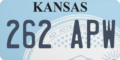 KS license plate 262APW