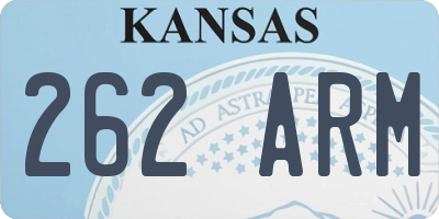 KS license plate 262ARM