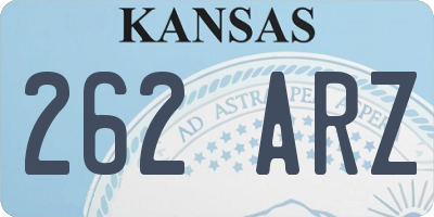 KS license plate 262ARZ