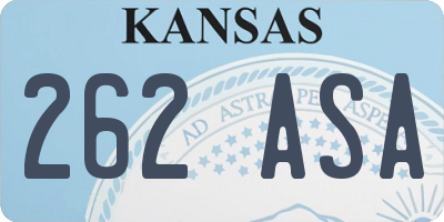 KS license plate 262ASA