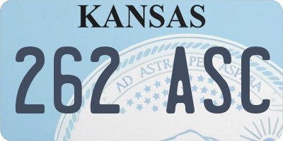 KS license plate 262ASC