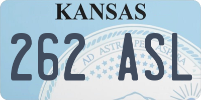 KS license plate 262ASL