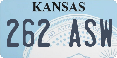 KS license plate 262ASW