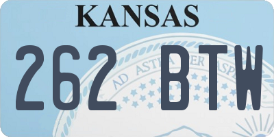 KS license plate 262BTW