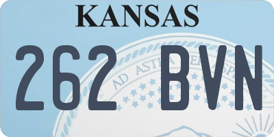 KS license plate 262BVN