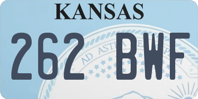 KS license plate 262BWF