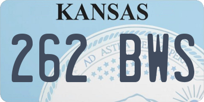 KS license plate 262BWS